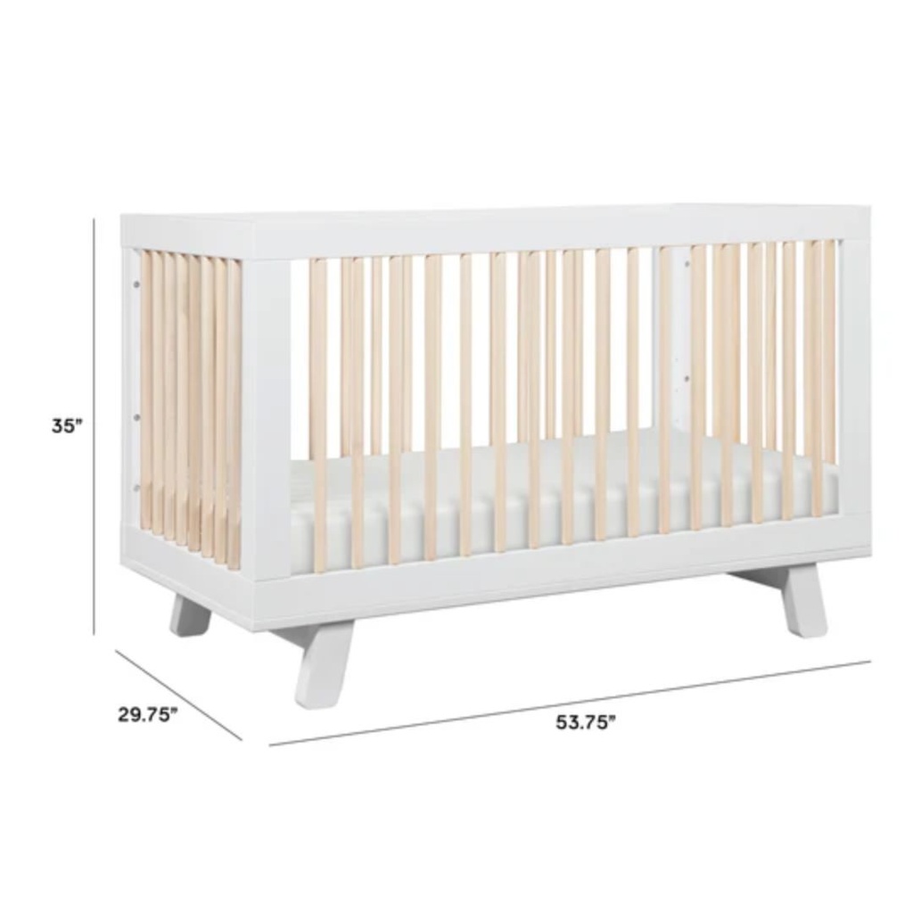 Babyletto Hudson 3 in 1 Convertible Crib With Toddler Bed Conversion Kit White Washed Natural Liliplum Kids